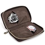 RainbowJise Leder-Uhren-Reiseetui für Damen und Herren, Uhrenaufbewahrung und Organizer, Uhrentasche, bietet Platz für 2 Uhren
