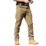 Arbeitshose Herren, Arbeitshosen Männer Cargohose Herren Leichte Baggy Jeans mit Viele Taschen Wanderhose Tactical Arbeitshose Outdoor Hosen Vintage Militär Kletterhosen Latzhose,Brown