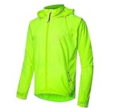 CLMETHE Herren-Radsport-Laufjacken, 2-in-1, durchgehender Reißverschluss, leicht, abnehmbar, reflektierend, winddicht, Sonnenschutz, Fahrradjacke, Outdoor-Fahrradtrikots, Weste,Green-5XL