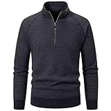 Winterpullover Herren - Dicke Skipullover Arbeitspullover Half Zip Warm Rollkragenpullover Fleecepullover Stehkragen Fleece Skirolli Sweatshirt Outdoor Langarm Sweater Jumpers Sport Winter Pullover