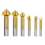 90° Kegelsenker Set, HSS 4241 Senker Sats mit Titan Beschichtete für Holz und Weichem Metall 6 Stück Fasefräser Enthalten Loch Reibahle 6,3–20,5 mm von AOBETAK