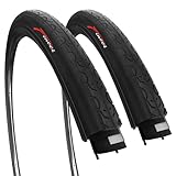 Fincci Paar Reifen 26 x 1.25 Slick Zoll 32-559 Fahrradreifen für Cityräder Rennräder Mountainbike MTB Hybrid Gravel mit 26x1.25 Fahrrad Mantel (2er Pack)