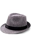 Coucoland Panama Hut Mafia Gangster Herren Fedora Trilby Bogart Hut Herren 1935s Gatsby Kostüm Original Grau L