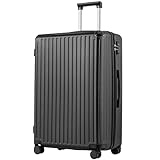 COOLIFE Koffer Trolley-Koffer Hartschalen-Koffer Rollkoffer Reisekoffervon ABS-Material mit TSA-Schloss Teleskopgriff und 4 Zwillingsrollen (Schwarz, Großer Koffer)