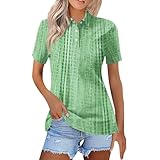 Kurzärmeliges Damen-Top, lockere Passform, Hemden für Damen, Sommer 2025, Button-Down-Kragen, ärmelloses Oberteil, Business, Arbeit, Freizeit, Basic-Blusen, Violett, Übergröße, grün, L