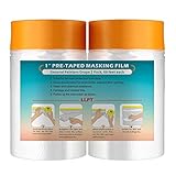 LLPT Abdeckfolie Klebeband mit Folie | 2 Rollen | Transparent Abdeckfolie Selbstklebende Malerfolie Malerband | Zum Schutz von Autos Wänden Staub und Spritzschutz (MFT652) | 65cm(ungefaltet) x 20m