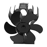 FECAMOS 6-Blatt-Ofenventilator, selbststartender, wärmebetriebener, leiser Betrieb LT376 für Holz