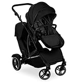 hauck Geschwister Kinderwagen Duett 4 - Buggy für 2 Kinder inkl. Beindecke und Regenverdeck, Sportsitz zur Babywanne umbaubar, bis 36 kg - Schwarz
