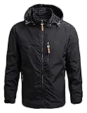 Herren Leichte Jacke Herren Jacket Wasserdichte Regenjacke, Winddichter Regenmantel Zum Fahrradfahren, Atmungsaktiver Hardshell Windbreaker Als Übergangsjacke Sports Jacket ( Color : Noir , Size : M )