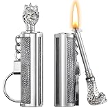 GBKDQQ 2 Stücke Benzinfeuerzeug, Vintage Feuerzeug Kerosin Feuerzeug Nachfüllbar Benzin Feuerzeug Retro Petroleumfeuerzeug mit Streichholz für Kerze Küche Grill Camping (Enthält kein Kerosin)