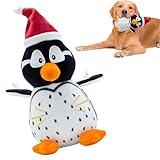 Chongqile Weihnachtsplüschspielzeug für Hunde- Quietschendes Spielzeug Pinguin mit Knitterpapier- Interaktives lustiges Spielzeug kleine und mittlere Rassen (Pinguin)