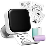 Omezizy Mini Drucker, Druck Buddy Mini Thermodrucker für 53MM, M02X Fotodrucker Mini Drucker für Smartphone Bluetooth für Bullet-Journal, Studiennotizen, Listen, Fotos mit 3 Papierrollen - Weiß
