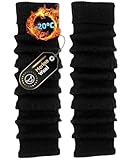 TODO Warme Wolle Stulpen Damen - ZUM KNIE. Weich, Flexibel. Beinwärmen für Winter, wenn es Kalt ist. Stulpen Damen Merino-Wolle (Fit - Schwarz)