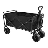 Loobiiny Faltbar Bollerwagen,Klappwagen Mit Aufbewahrungstaschen,115kg TragfäHigkeit,Transportwagen FüR Den AußEnbereich,Handwagen Strandwagen