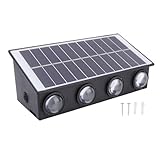 Luocute Solarleuchte für den Außenbereich, Solar-Wandleuchte, Solarbetriebene Außenwandleuchte mit 1800 MAh-Akku, 8 LED-Perlen, IP65 Wasserdicht, für Terrasse, Garten, Hinterhof, Zaun,