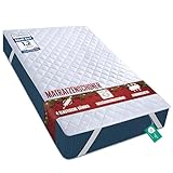 Utopia Bedding Gesteppte Matratzenauflage 180 x 200 cm, Weicher Mikrofaser-Matratzenbezug, Gesteppter Matratzenschoner Mit elastischen Bändern, 4 Eckgummis dehnbar bis zu 38 cm (Weiß)