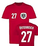 WM EM Trikot - ÖSTERREICH 27 - Mädchen T-Shirt - Rot/Weiss-Schwarz Gr. 152-164