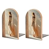 Holz-Buchstützen für Damen, Elfenbein und Beigetöne, 2 Stück, stabile Buchhalter, Schreibtisch-Organizer für Zuhause, Büro, Bibliotheken