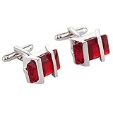 Herren-Manschettenknöpfe für Hemd, Business, Hochzeit, Party, glänzende Kristalle, Rot