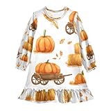 ISAOA Mädchen-Nachthemd, Nachtwäsche, leichtes Nachthemd, weiches Pyjama-Kleid für Mädchen von 3–10 Jahren, Kürbisweizen, multi, 3 Jahre
