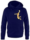 coole-fun-t-shirts Dunk Basketball Slam Dunkin Erwachsenen Sweatshirt mit Kapuze Hoodie Navy-Gold, Gr.L