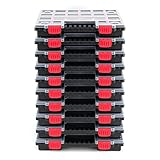 Kistenberg 10x Sortimentskasten NORS14 Sortierbox Set Sortierkasten Kleinteilemagazin Mit Trennstegen Mit komfortablem und stabilem Griff Durchsichtiger Deckel Kunststoff 34,4 x 24,9 x 5 cm