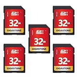 GIGASTONE 32GB SDHC Speicherkarte 5er-Pack, UHS-I U1 Klasse 10, bis zu 80 MB/Sek. für Digitalkameras Canon Sony Nikon Olympus PC
