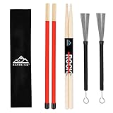 EastRock DrumSticks-Set enthält 5A Drumsticks, Drum Rods Sticks und eine einziehbare Drum-Bürste mit Aufbewahrungstasche