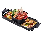 2 in 1 Elektrischer Hot Pot Grill 1100W+2200W Multifunktionale BBQ Hot Pot Doppelte Kontrolle Shabu Shabu für Familie Abendessen Freunde und Party
