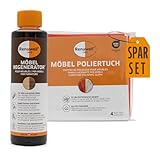 Renuwell Möbel-Regenerator (500 ml) & Poliertuch Spar-Set - Perfekte Kombination zur Auffrischung und Pflege von Holzmöbeln