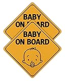 Hyber&Cara Baby an Bord Schild für Auto, magnetisches Baby im Auto Aufkleber, reflektierend in der Nacht, wasserdicht, gelb, 2 Stück