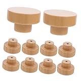Operitacx 10 Stück Griff aus Massivholz Möbel Türgriff Dekorative Schubladengriffe Möbelgriffe für Kommode Schrankhardware Holzschublade zieht Holzgriffe für Schränke Türgriffe hölzern Beige
