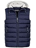 Indicode Herren Stockton Steppweste mit abnehmbarer Jersey-Kapuze | Herrenweste Weste Navy XL