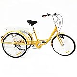 SHZICMY 24 Zoll Dreirad für Erwachsene 3 Räder Fahrrad mit Einkaufskorb 6 Gang Tricycle Cruiser Fahrrad für Erwachsene und Senioren