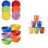 vancasso BONITA Bunte 6-teiliges Flachteller, Keramik-Schüsseln, Mini-Dessert- und Dip-Schalen 6 Stück, 6-teiliges Tassen Set