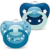 NUK Signature Schnuller | 6-18 Monate | BPA-freier Silikon Schnuller | BPA-freies Silikon | Blau | 2 Einheiten