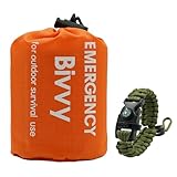 RLXMARTD Notfallschlafsack Bivy Taschen Biwaksäcke und Notfall-Überlebens-Armband Anzug,mit Kompass, Pfeife und Schirmseil.Geeignet für Notfallüberleben, Outdoor Wandern, Camping ﻿