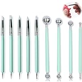 vcsjw Modellierwerkzeug,9 Stücke Töpferwerkzeug Ton Werkzeug Set Modelierwerkzeugset,Modellierkugel und Weiche Gummispitze Modellierstift Bildhauerwerkzeuge Clay Sculpting Tools(Grün)