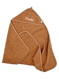 wunderwunsch Kapuzenhandtuch Jollein Baby als Geschenk zur Geburt, personalisiert mit Wunschnamen, Babyhandtuch, Babytuch, Bademantel für Babies, individualisiert mit Namen (Biscuit, 100x100c)