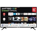 Antteq G42 Smart TV 42 Zoll Fernseher FHD 1080P, Voice Control,DAZN, Play Store,Bluetooth-Sprachfernbedienung,Netflix,Prime Video,Wi-Fi,Triple Tuner