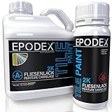 EPODEX® 2K TILE PAINT | Fliesenlack | Fliesenfarbe Boden Wand Badezimmer Küche| 1.8kg (8m²)| Geruchsneutral Lösemittelfrei Abriebfest | Mengenrabatt 1,8-60Kg
