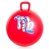 U&C Planet Hüpfball 45 cm Hopperball mit Pumpe 18 Zoll Sprungball für Kinder ab 3 Jahre aufblasbare Space Hoppers Jump Ball Drinnen & Draußen, Rot-Sternbild