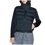 Damenjacke, lässig, Patchwork, Baumwolle, einfarbig, gesteppt, Baumwolle, 01#schwarz, XXL