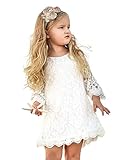 MIXIDON Mädchen Spitzenkleid Blumenhochzeit Besticktes Prinzessin Partykleid2-3 Jahre