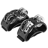 2 Stück Fuß Schütteln Tamburin, Tamburine für Erwachsene, Metall Jingle Bell Musikinstrument, Fuß Shaker Tamburin, Percussion Fuß Tamburin, Fuß-Shaker Percussion, für Gitarren Cajon Gigs(Schwarz)