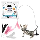 AnnonPet® Claw Catcher Interaktives Katzenspielzeug mit Saugnapf, 4 Ersatzfedern, stimulierendes Spielzeug für Katzen im Haus, Zubehör für Katzen, interaktives Spielzeug mit Zauberstab