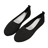 Damen Ballerina Slip On Spitz Schuhe Rutschfest Flach Stricken Sneaker Bequem Sommer Elegant Sportlich Flat Shoes Frauen Loafer Knit Kleid Schuhe Tanzschuhe Halbschuhe Strickschuhe Balerinaschuhe