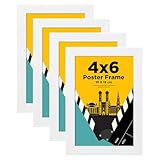 Egofine Bilderrahmen 10x15 4er-Set, Robuste Holz-Verbund-Fotorahmen - Horizontal oder Vertikal für Wandbehänge oder Tischdekoration, Weiß
