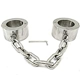 YAXZA Schwere 6 cm hohe Runden Metall Fußfesseln, 1 Paar Edelstahl-Fußfessel, Stealth-Lock-Design, SM Bondage Set Fetisch Sklave Folter Sexspielzeug for Paare Männer Frauen