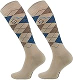 TODO Comodo Karierte Reitsocken STPDJ | Reitstrümpfe Reiter Kniestrümpfe | Baumwolle Socken Damen Herren Kinder (STPDJ - RS9, 43-46)